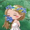 Cute Girl Smelling Flowers diamond painting