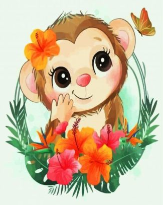 Cute Monkey Face diamond painting