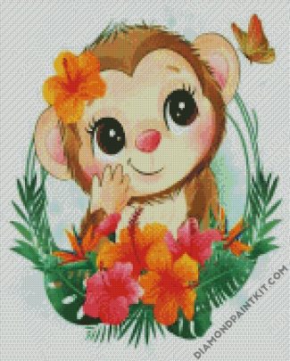 Cute Monkey Face diamond painting