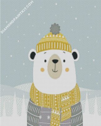 cute white bear animal diamond paintings