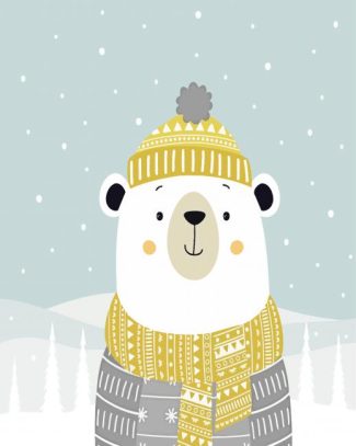 cute white bear animal diamond painting