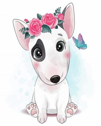 cute white dog diamond painting