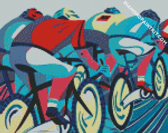 cyclists illustration diamond paintings