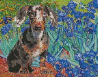 dachshund And Irises diamond paintings