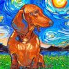 dachshund Starry Night diamond painting