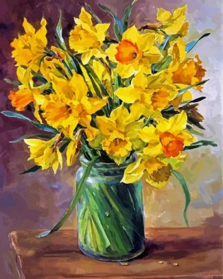 Daffodils Glass Vase diamond painting