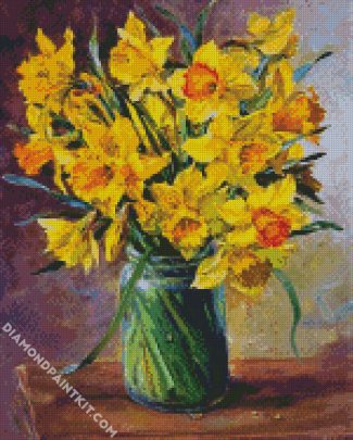 Daffodils Glass Vase diamond painting