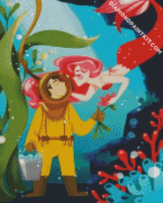 Diver And Mermaid diamond painting