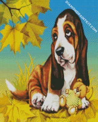 Dog And Teddy Bear diamond painting