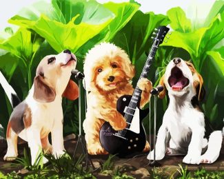 Dog Rock Band diamond painting