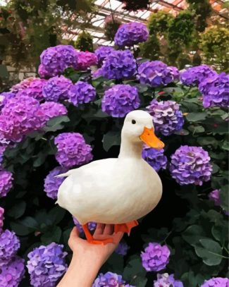 Duck And Purple Flowers diamond painting