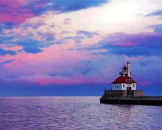 Duluth Harbor South Breakwater Outer Light House diamond painting