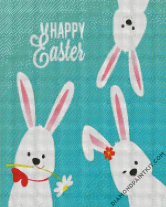 White Easter Bunnies diamond painting