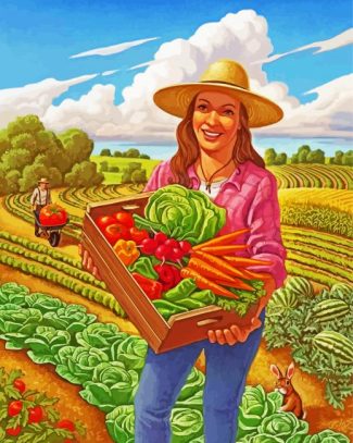 farmer lady diamond painting