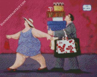 fat couple shopping diamond paintings