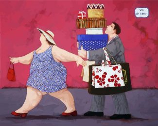 fat couple shopping diamond painting