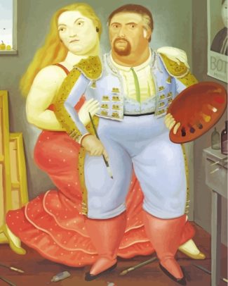 fernando botero self portrait with sofia diamond painting