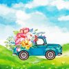 floral car diamond painting