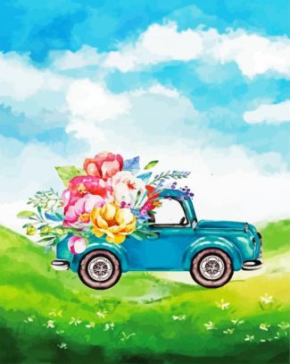 floral car diamond painting