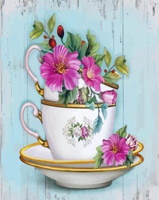 floral cup diamond painting