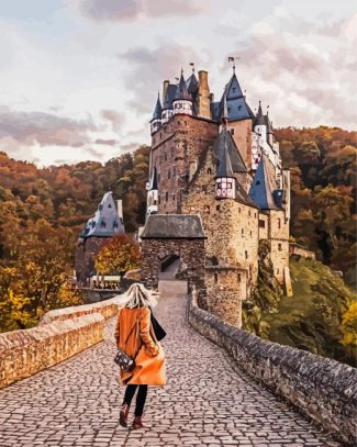 girl in Eltz castle germany diamond painting