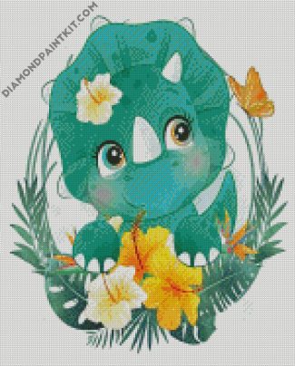 green dinosaur illustration diamond paintings