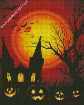 Halloween Scary House diamond painting