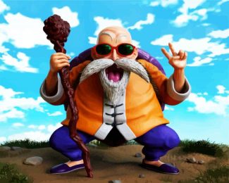 happy Master Roshi dragon ball diamond painting