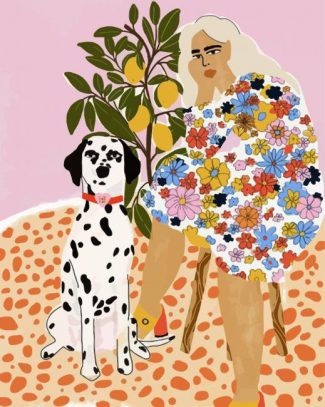 lady and dalmatian diamond painting