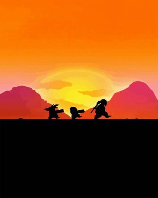 manga anime dragon ball silhouette diamond painting