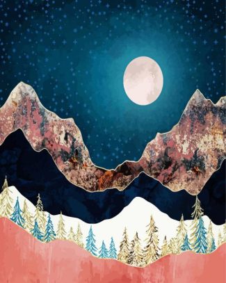 metallic Mountains Moonlight diamond painting