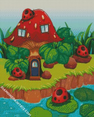 Mushrooms House diamond painting