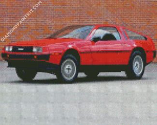 Red Delorean diamond painting