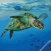 Sea Turtle Swimming in The Water diamond painting