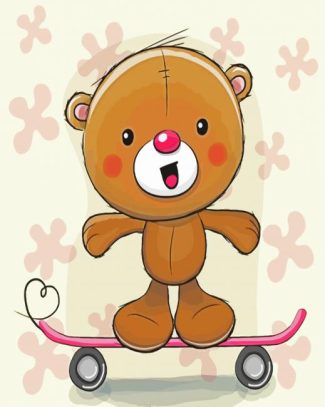 skater bear diamond painting