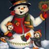 snow man and penguin diamond painting