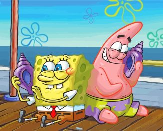 spongebob and patrick In phone diamond painting