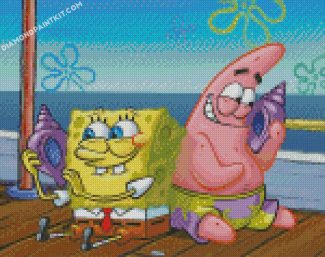 spongebob and patrick In phone diamond paintings