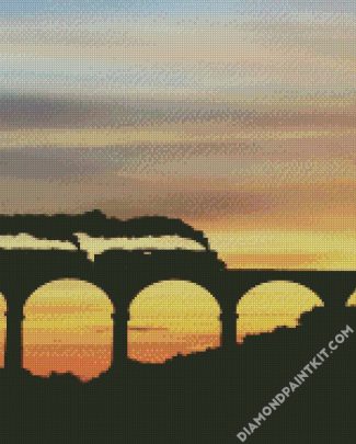 stained train silhouette diamond paintings