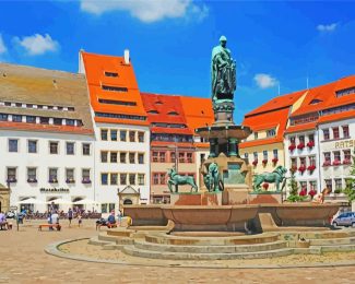 The Fountain Obermarkt Freiberg diamond painting