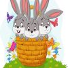 Three Rabbits In Basket Vector diamond painting