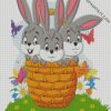 Three Rabbits In Basket Vector diamond painting