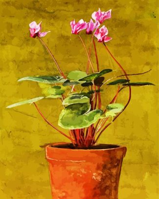 vintage pink cyclamen diamond painting