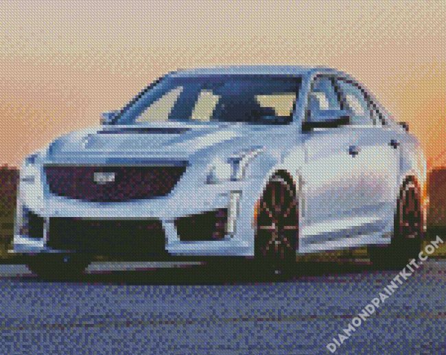 White CTS V Car diamond painting