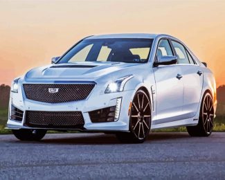 White CTS V Car diamond painting