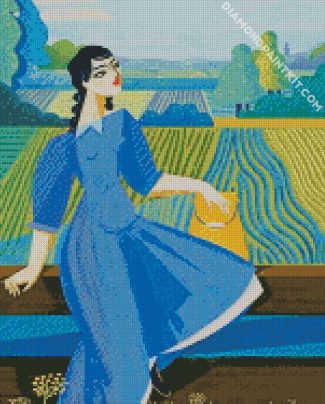 woman in farm diamond paintings