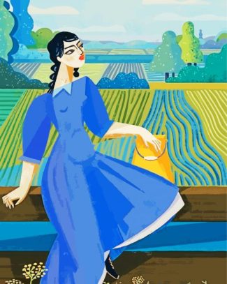 woman in farm diamond painting