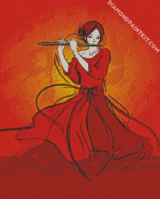 Woman Playing Flute diamond painting