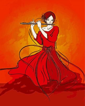 Woman Playing Flute diamond painting