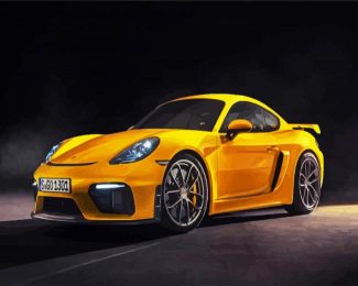 Yellow Porshe Cayman diamond painting